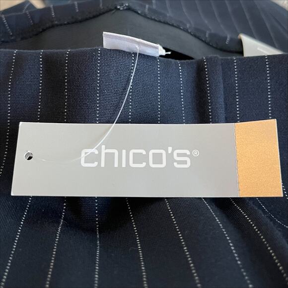 Chico's 360 Juliet Ankle Pants in Navy Blue with White Pinstripe Size 6 - Picture 8 of 11